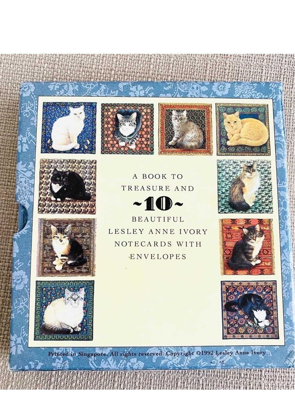 Notecards Set — Blue Accented Cat Designs (10) W/ Envelopes